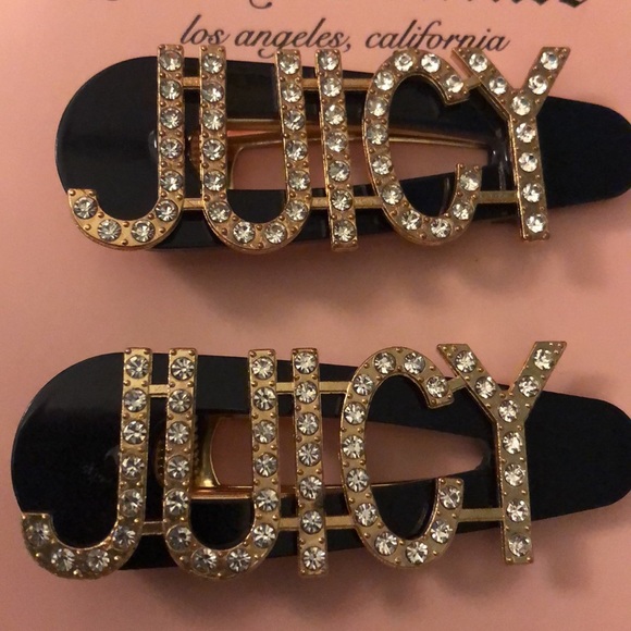 Juicy Couture “Juicy” Bling Rhinestone Diamond Hair Clips Set - Picture 3 of 4